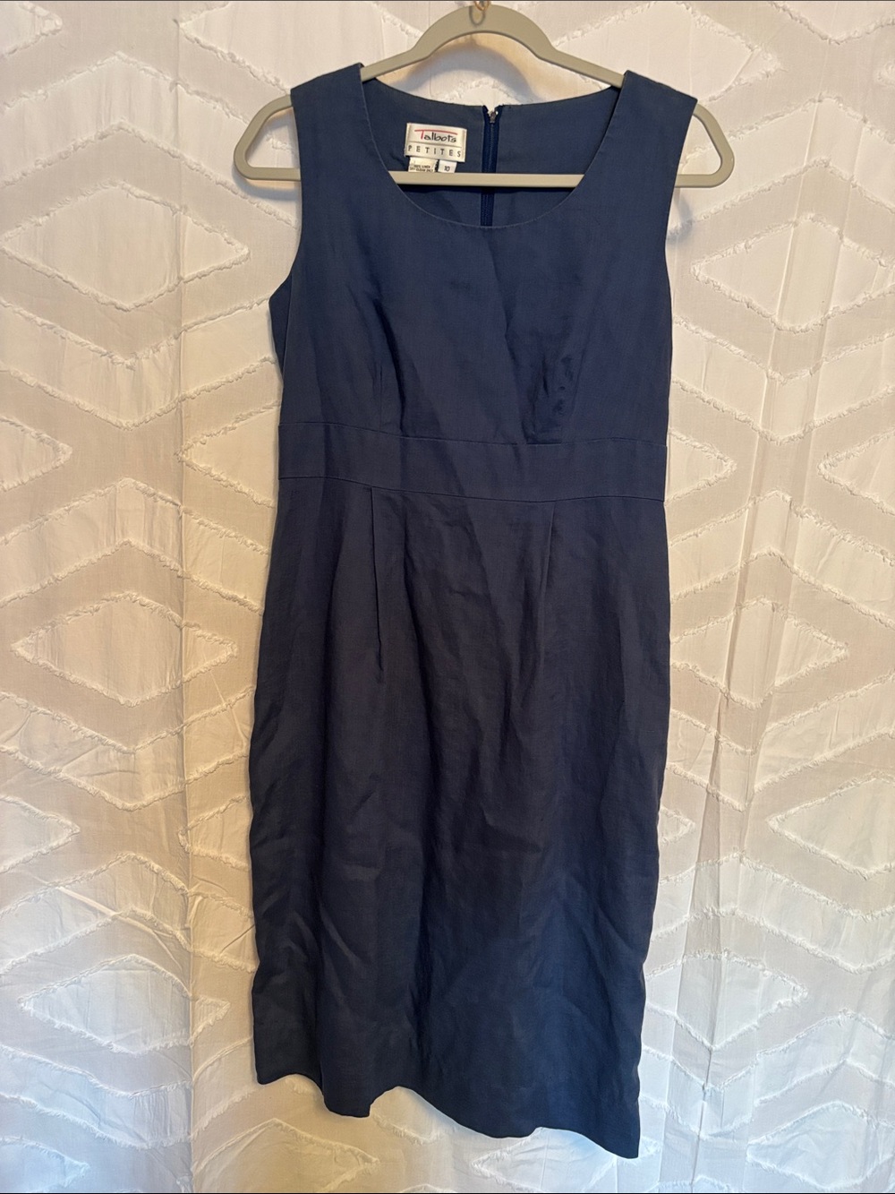 Talbots Linen Blue Sleeveless Midi Sheath Dress